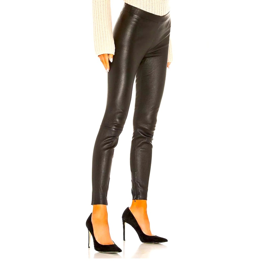 Women's Stretch Leather Zipped Detail Seam Skinny leggings SMALL.